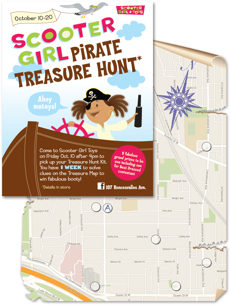 Poster by Claudia Davila. Treasure map by Thbthttt!
